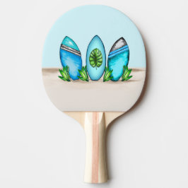 Retro Surfboard, Blue & Teal Pingisracket