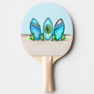 Retro Surfboard, Blue & Teal Pingisracket