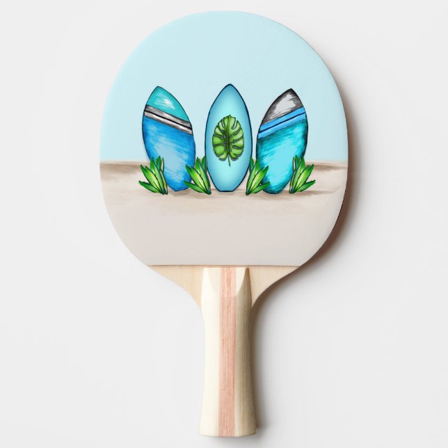 Retro Surfboard, Blue & Teal Pingisracket (Framsidan)
