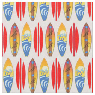 Retro Surfboard Rosa Hibiscus Tyg