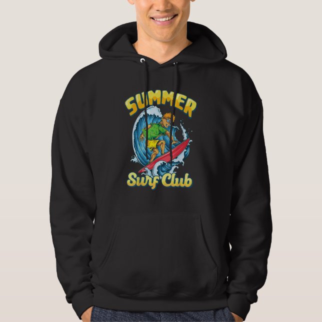 Retro Surfboard summer surf club Surfboarder Vinta Hoodie (Framsida)