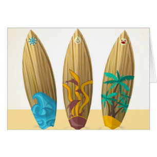 Retro Surfboard trio Sommarstrand Hälsningskort