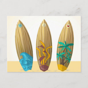 Retro surfboard trio strand, sommar vykort