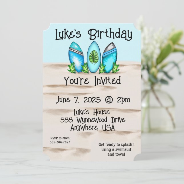 Retro Surfbräador Inbjudningar (Stående Fram)