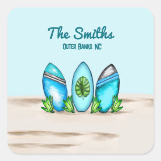 Retro Surfbrädor Fyrkantigt Klistermärke