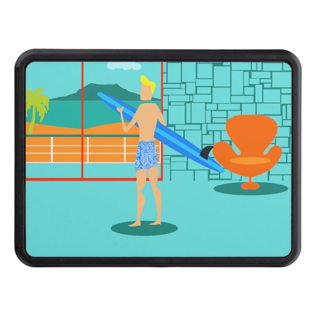 Retro Surfer är Trailer Hitch Cover Skydd För Dragkrok (Framsidan)