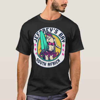 Retro Surfer Babe Badge Jeffreys Bay South Afrika T Shirt