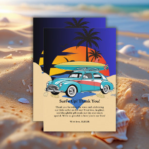 Retro Surfer Car Baby Shower Tack Kort