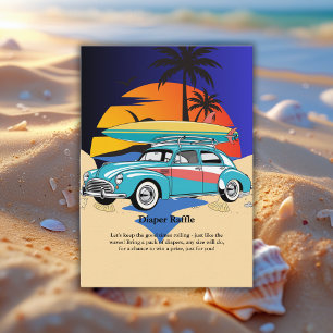 Retro Surfer Car Baby Shower Tilläggskort