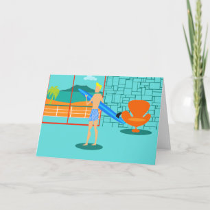 Retro Surfer Graeting Card Kort