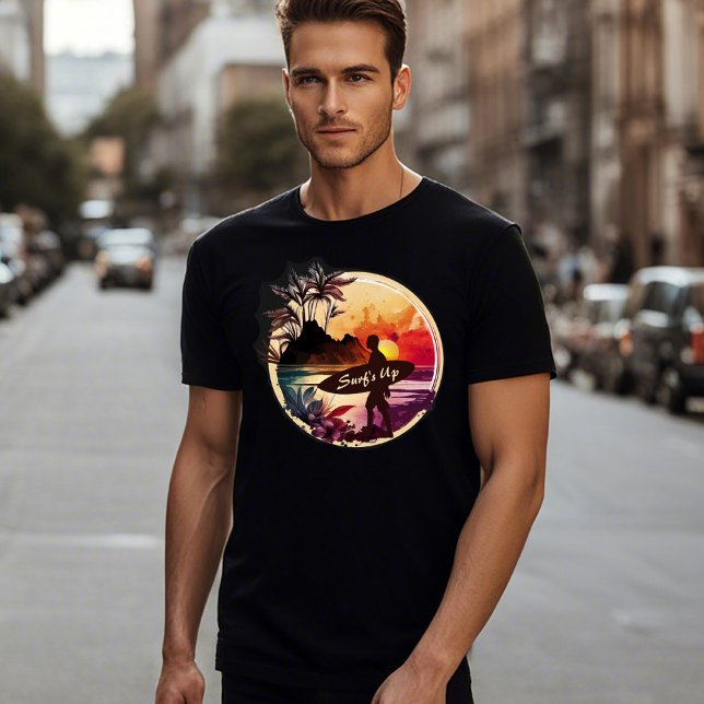 Retro Surfer Sunset Beach Manar T Shirt (Skapare uppladdad)