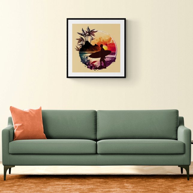 Retro Surfer Sunset Beach Poster (Skapare uppladdad)