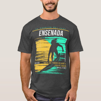 Retro Surfing Ensenada Mexico Vintage Surfer Beach T Shirt