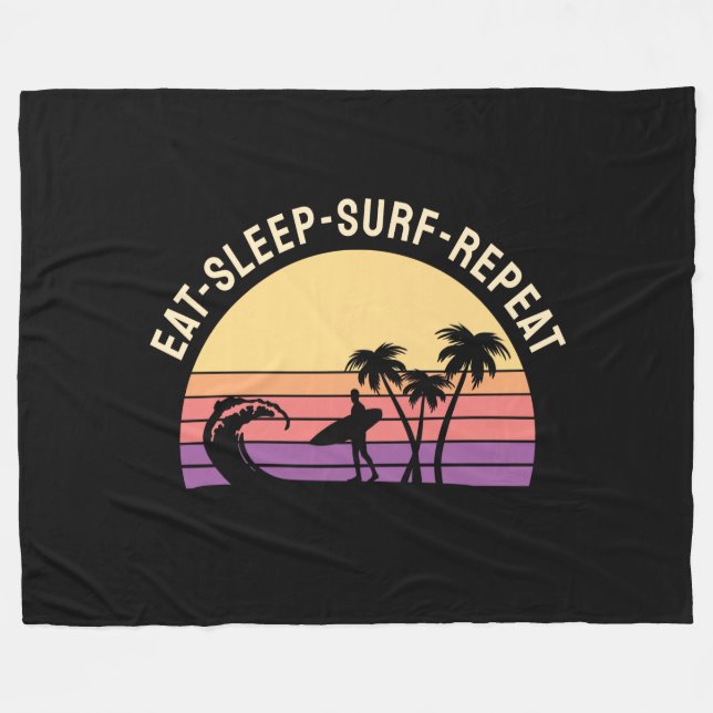Retro Surfing Fleecefilt (Framsidan (Horisontell))