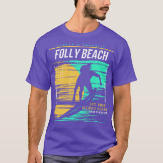 Retro Surfing Folly Beach South olina Vintage Surf T Shirt