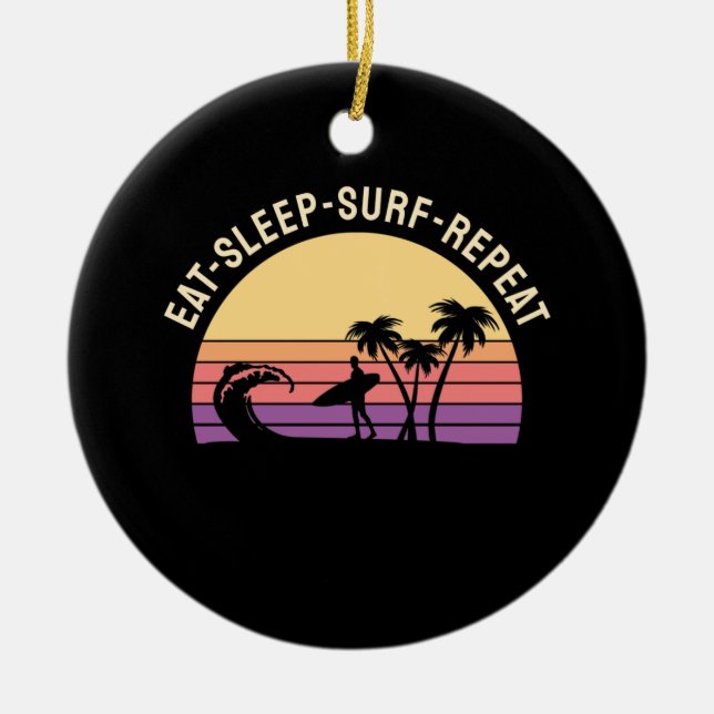 Retro Surfing Julgransprydnad Keramik (Framsidan)