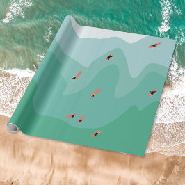 Retro Surfing Ocean Minimalist Coastal Presentpapper