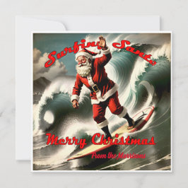 Retro Surfing Santa på en Vintage Stil jul Kort