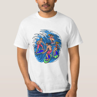 Retro Surfing Squad Grafik T-Shirt för Oceanvåg