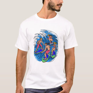 Retro Surfing Squad Grafik T-Shirt för Oceanvåg