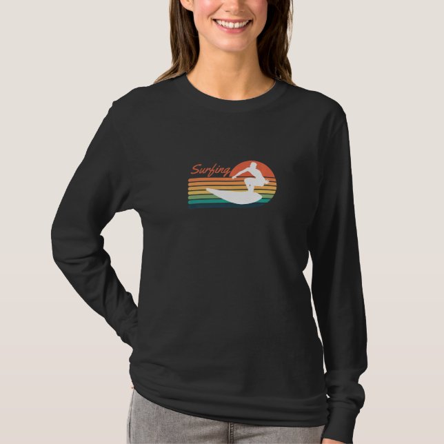 Retro Surfing Surfer Premium T Shirt (Framsida)