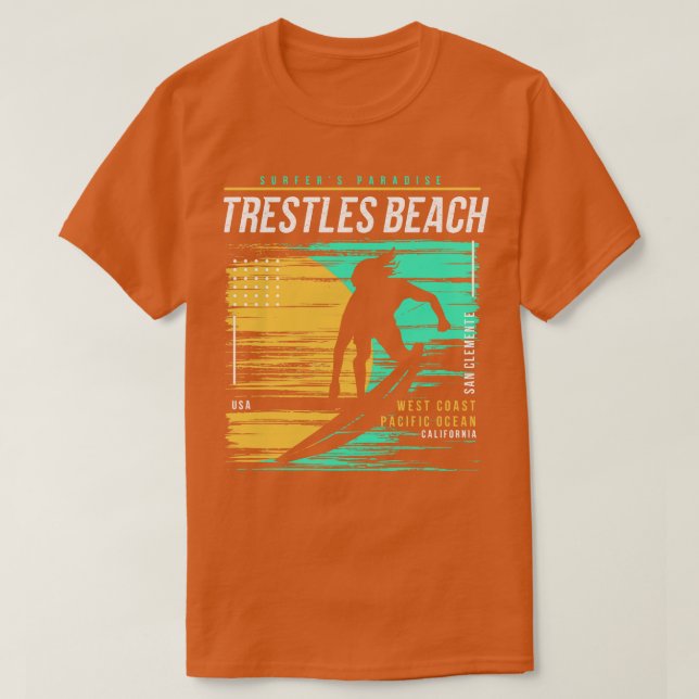 Retro Surfing Trestles San Clemente California Vin T Shirt (Design framsida)