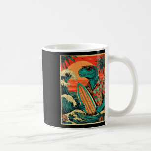 Retro Surfing Tyrannosaurus Hawaiian Sommar Dinosa Kaffemugg