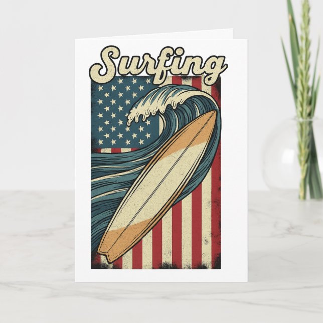Retro Surfing USA Flag Kort (Framsida)