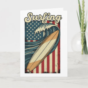 Retro Surfing USA Flagga Kort