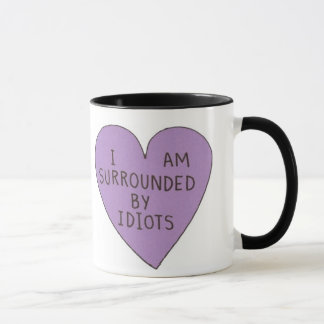 Retro 'Surrozed by Idiots' Novelty Grunge Mugg