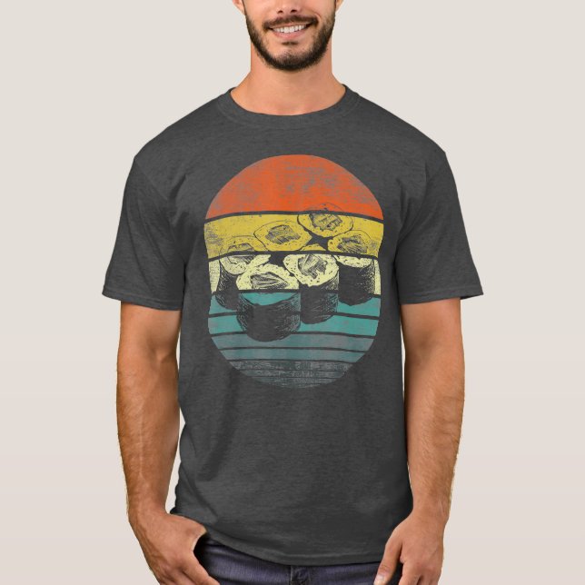 Retro Sushi Roll Sashimi Älskare Funny japanska T Shirt (Framsida)