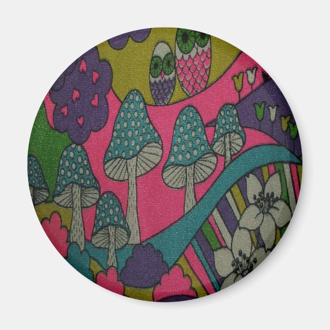 Retro Svampar och Uggla Magnet (Framsidan)