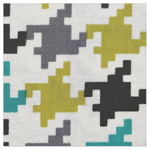 Retro svart för Houndstooth grå färgOliv-Gult Tyg