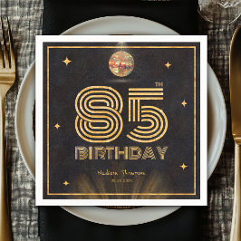 Retro Svart Guld Disco Boll Festsdag 85-årsdag Pappersservett