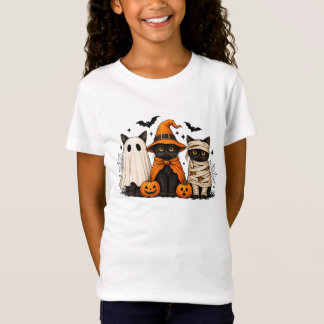 Retro Svart Katt Häxa Skräckinjagande Halloween Pu T Shirt