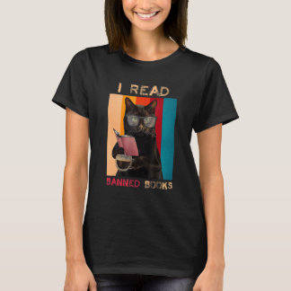 Retro svart katt I Röd förbjuden bok T Shirt