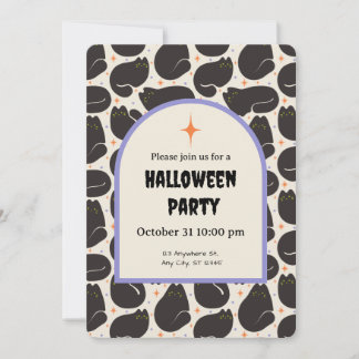 Retro svart katt inbjudningar