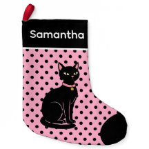 Retro svart katt rosa strumpa