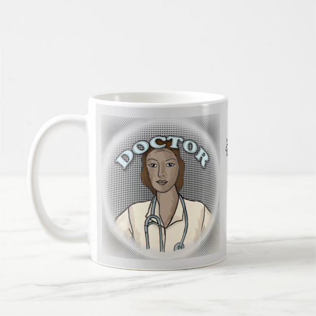 Retro svart kvinnlig läkare  kaffemugg (Vänster)