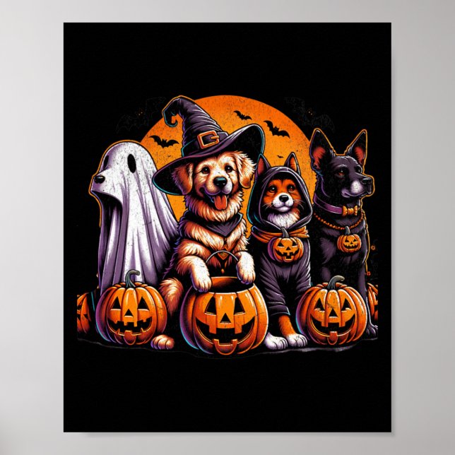 Retro svart Labrador hund Halloween-pumpa Poster (Framsidan)