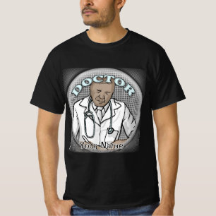 Retro svart manlig läkare t shirt