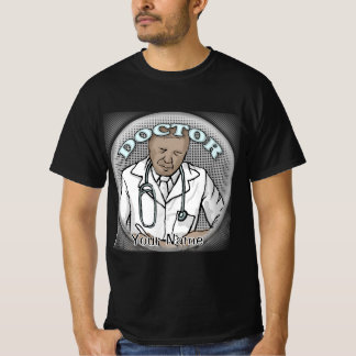 Retro svart manlig läkare t shirt