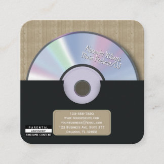 Retro svart musikproducent CD DJ Fyrkantigt Visitkort