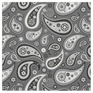 Retro svart och grått Paisley mönster Tyg