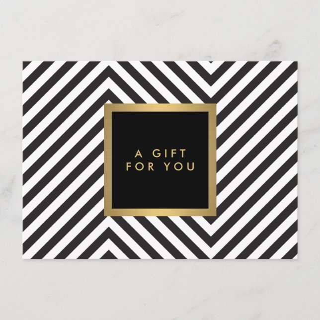Retro svart och vit mönster Glam guld presentcerti (Framsida)