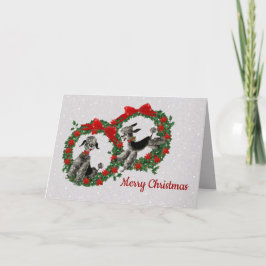 Retro svart pudlar i julstjärnakranar kort