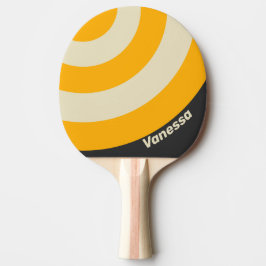 Retro Svart Sol Cirkel Rand med Namn Pingisracket