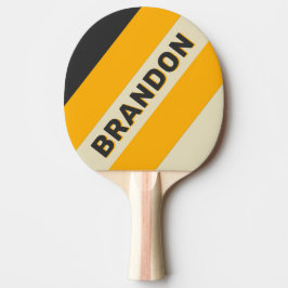 Retro Svart Sol Djärva Ränder med Namn Pingisracket
