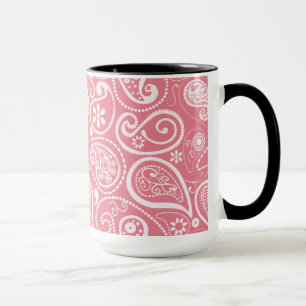 Retro svart tavla; Rodna rosa Paisley; Blommigt Mugg