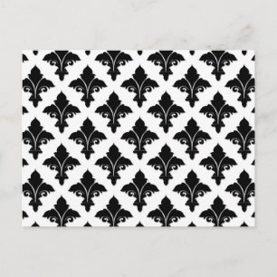 Retro svart-vit blommönster vykort